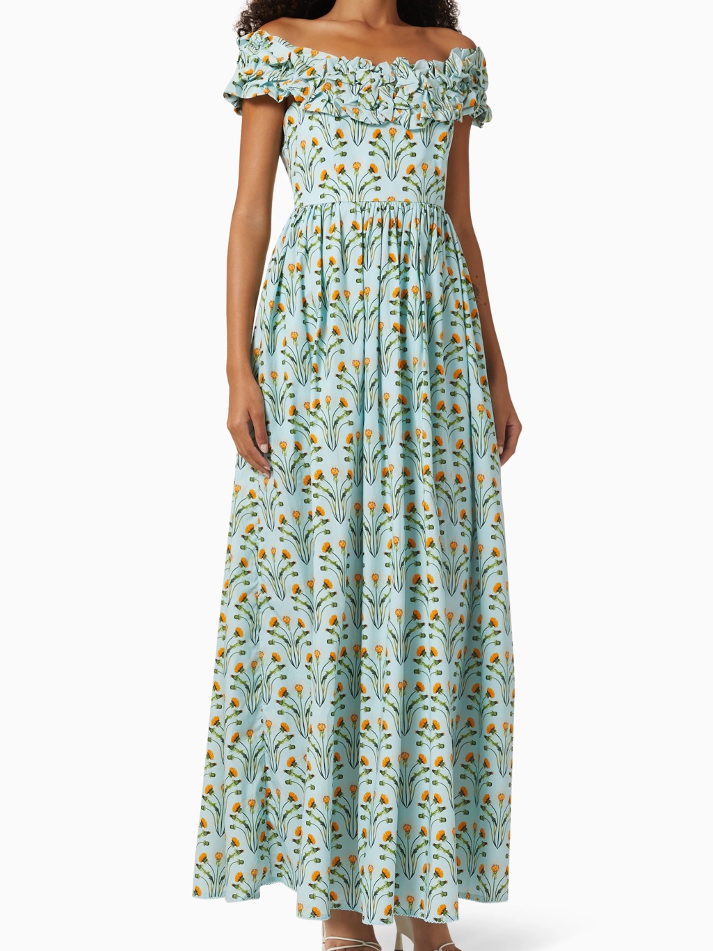 Agua By Agua Bendita Espliego Off-The-Shoulder Floral Cotton Maxi Dress